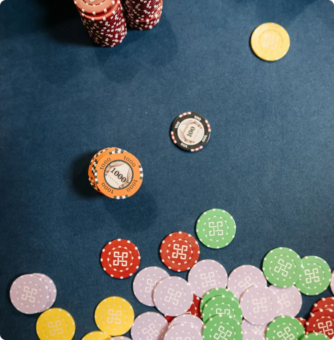 Casino chips on table